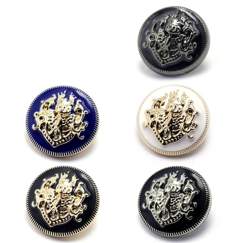 vingol 5PCS Fashion Metal Gold Engraving Copper Button DIY for Handmade Clothing Accessories Coat Shank Buttons (White Gold  18mm) - Image 2
